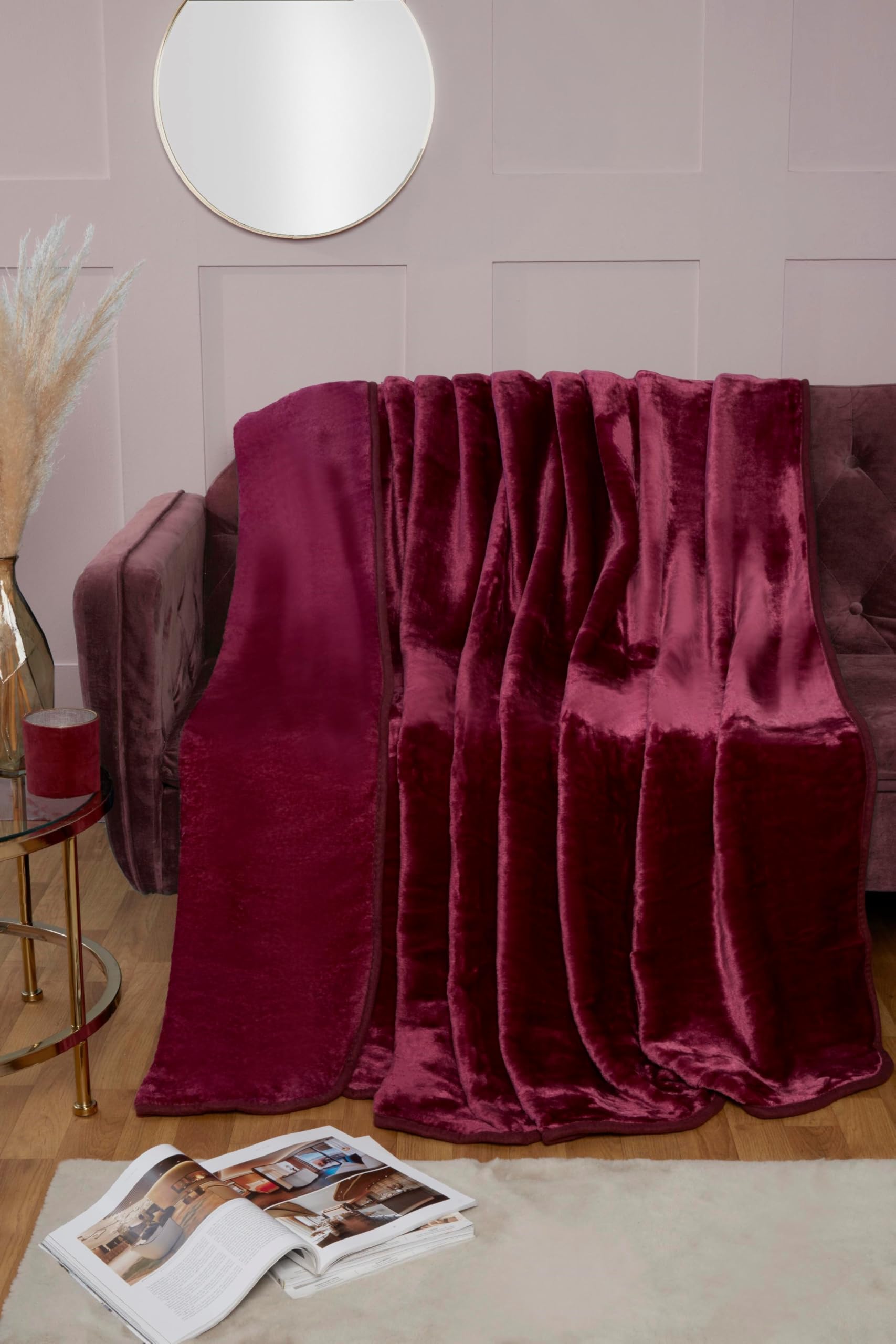 Rapport Home Aubergine Luxury Dyed Mink Throw Blanket (200 X 240 Cm)