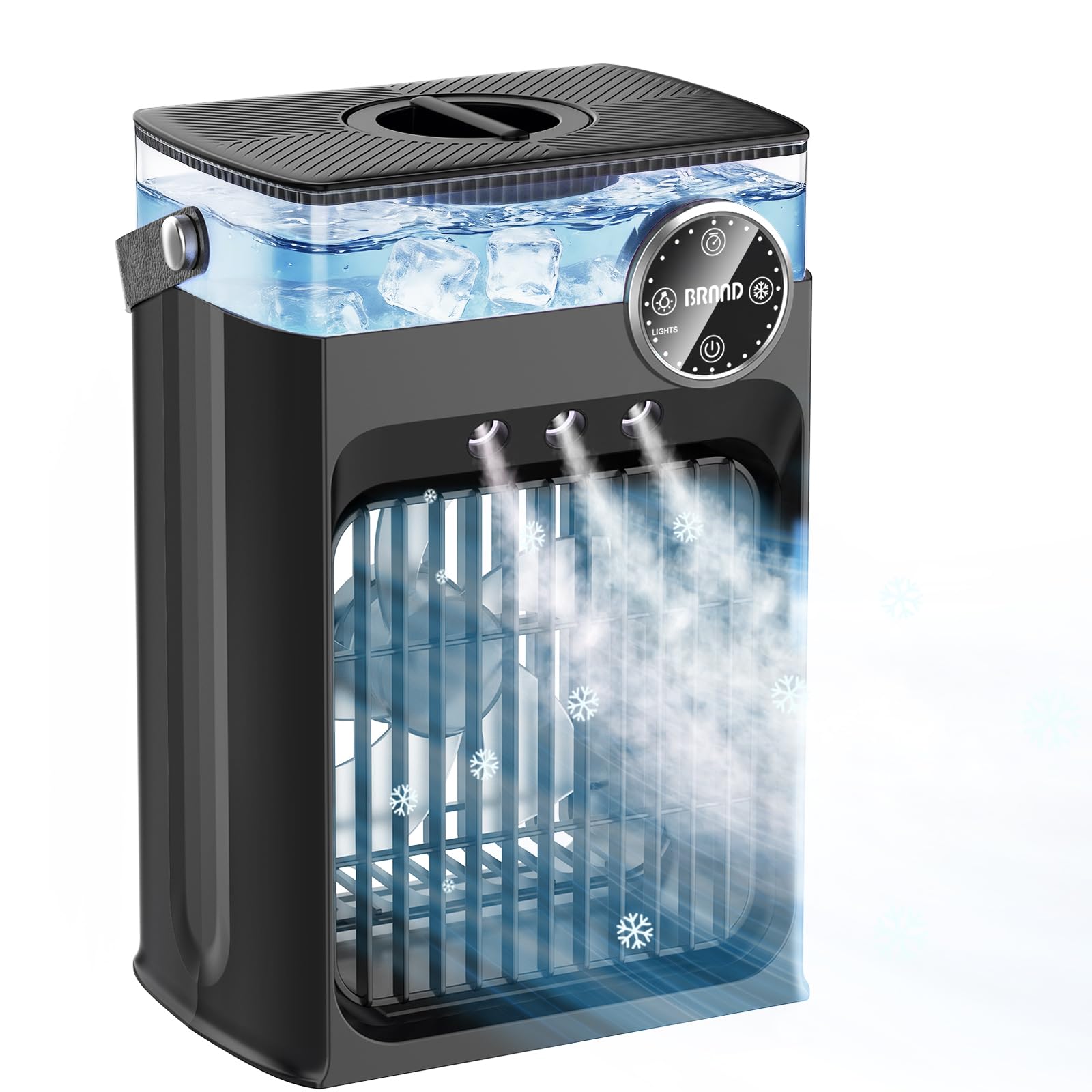 Photo 1 of Portable Air Conditioners, 4 in 1 Evaporative Air Cooler with 1200ML Tank, Queit Cooling Fan with Remote Control, 2-8H Timer, 3 Modes & 8 LED Lights, Personal AC Unit for Bedroom, Office and Camping