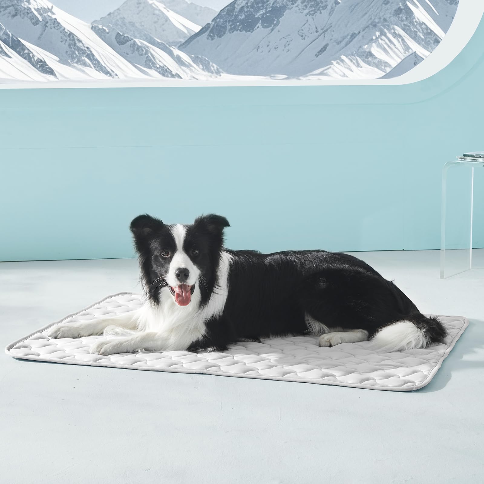 GASUR Tapis rafraîchissant épais pour chiens de très grande taille, intérieur imperméable et fibre froide Arc-Chill (Q-Max > 0,5) pour l'été, gris 111,8 x 81,3 cm