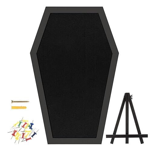 Gothvanity Coffin Pin Display Board - Wooden Felt Bulletin Board for Table Top or Wall - Gothic Decor for Home, Office and School - 17 x 11 Inches - Black