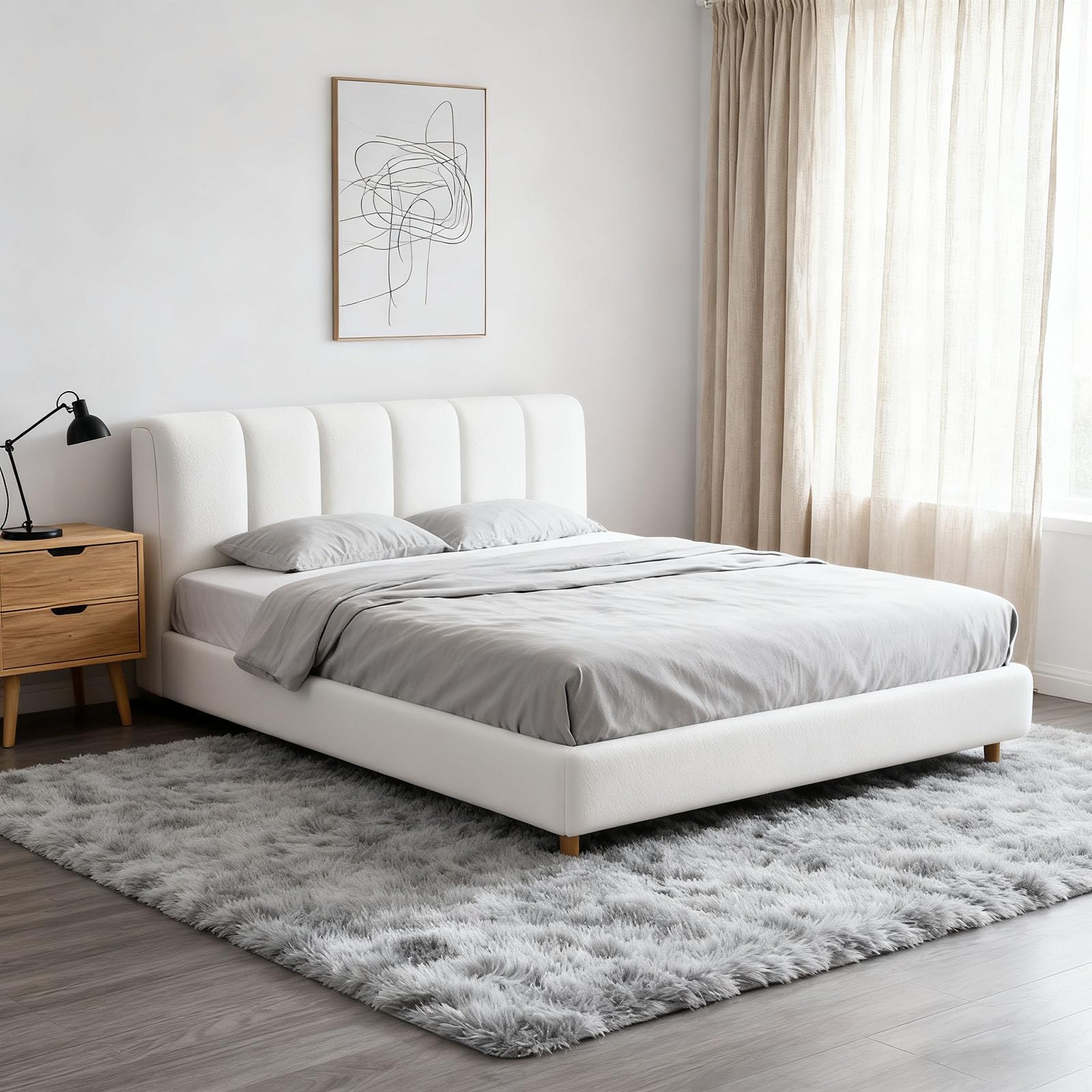 Dywan antypoślizgowy 170 x 230 cm – dostosowywany jasnoszary chodnik do sypialni, jadalni, przedpokoju i salonu - miękki, trwały, nowoczesny design