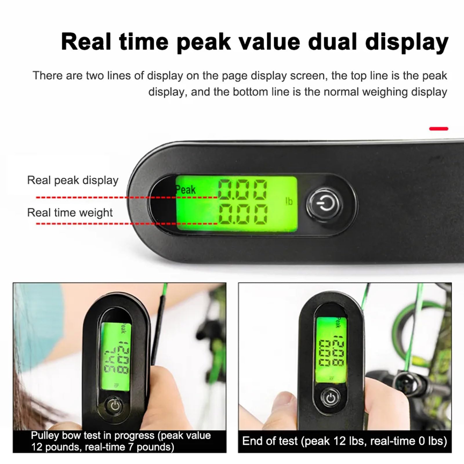 Newwyt 110lbs Digital Bow Scale Recurves Bow Scale Compound Bow Poundage Scale Hunting Compound Bagage Scale avec écran LCD ABS
