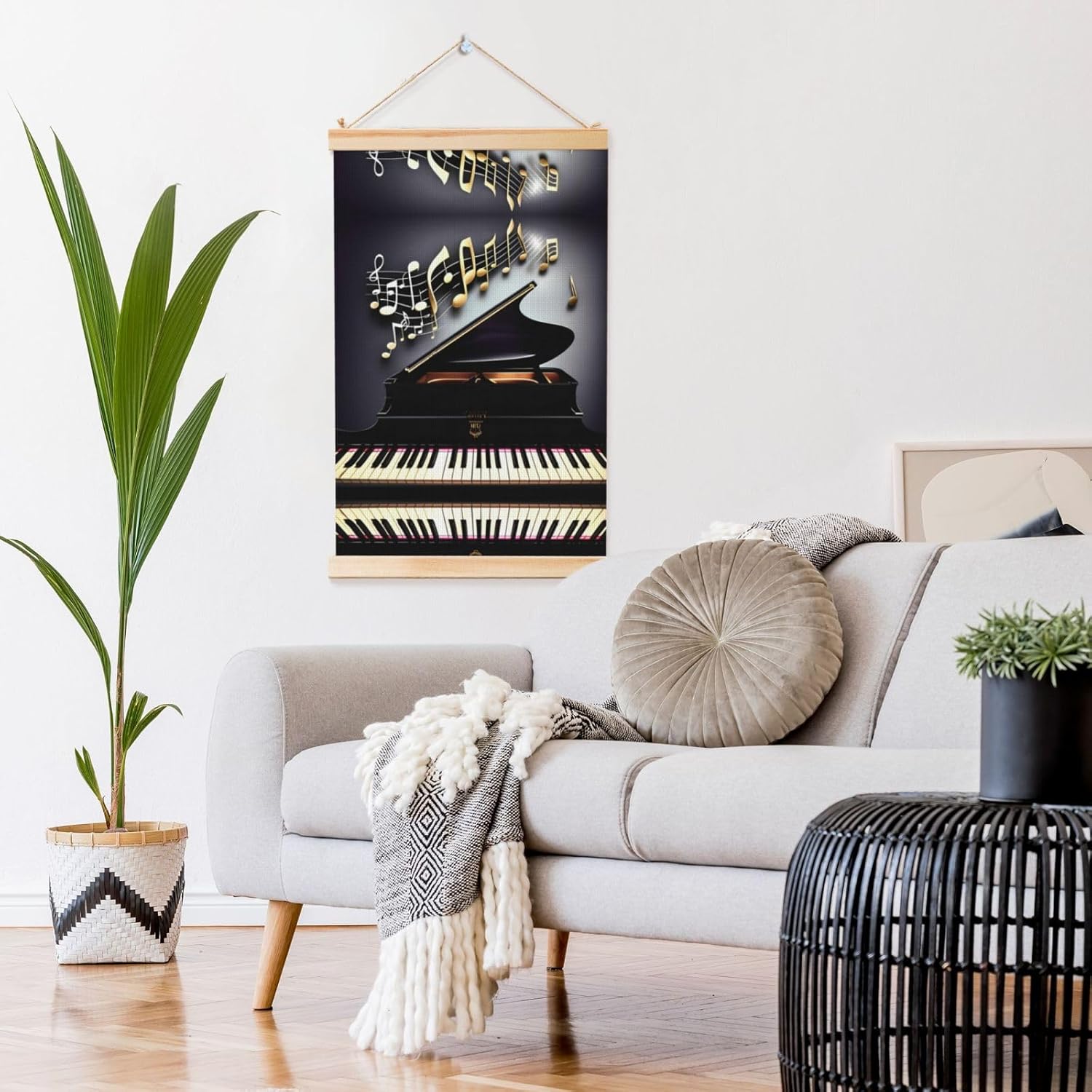 Music Note Pianos Print Poster Hanger,Hanging Poster, Poster Frame,Wood Poster Hanger, For Wall Hanging