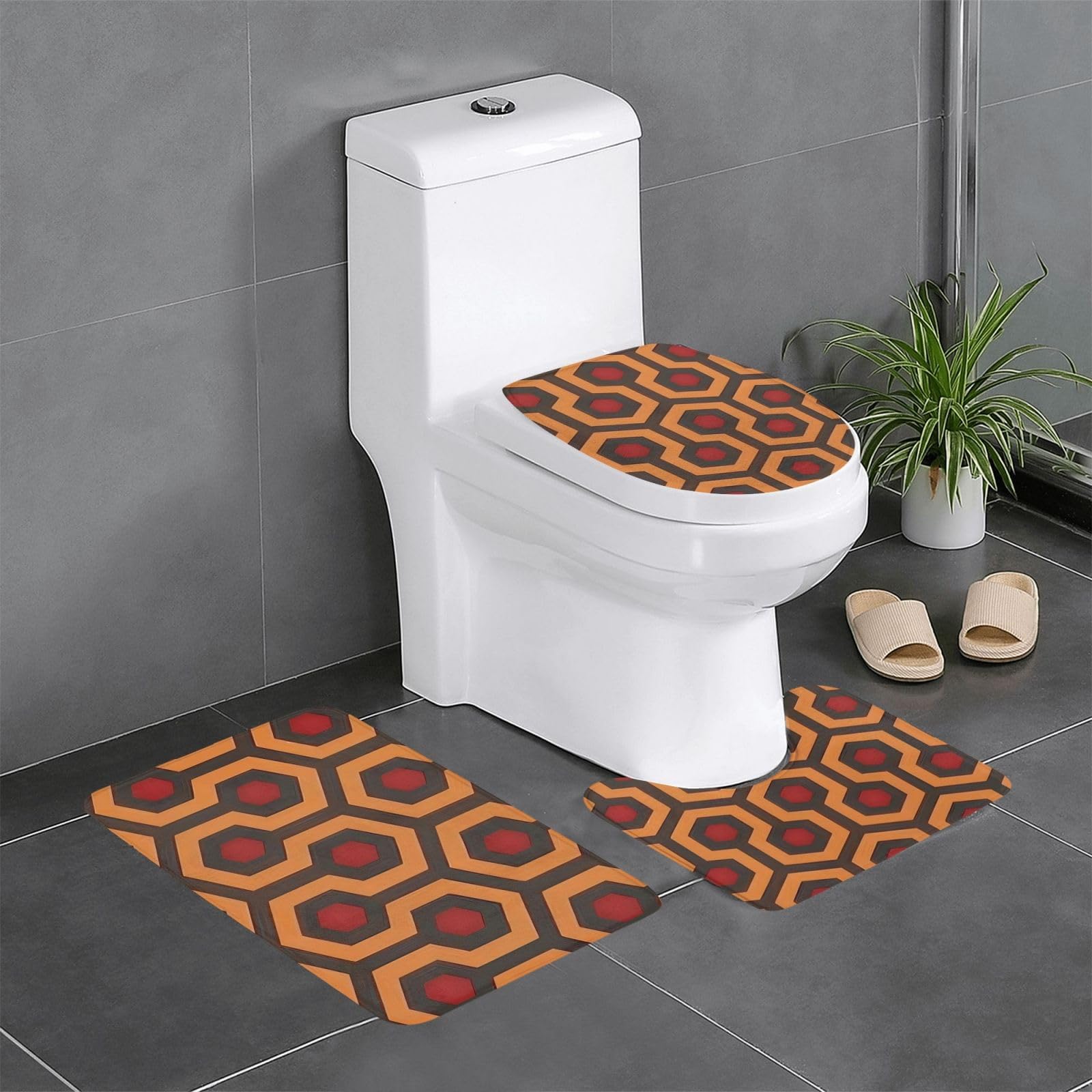 Tapis de salle de bain antidérapant WHJDPP, set de 3 tapis WC rectangulaire, U et O