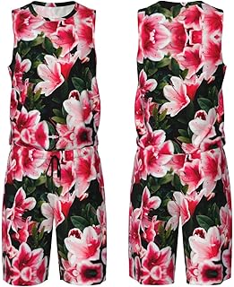 Beauty - Conjunto de uniforme de baloncesto para hombre, diseño floral, color rosa, camiseta y pantalones cortos, camiseta sin mangas