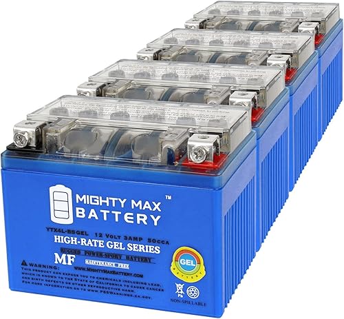 YTX4L-BSGEL 12V 3AH GEL Replacement Battery compatible with Polaris Scrambler, Sportsman 90CC 01-02 - 4 Pack