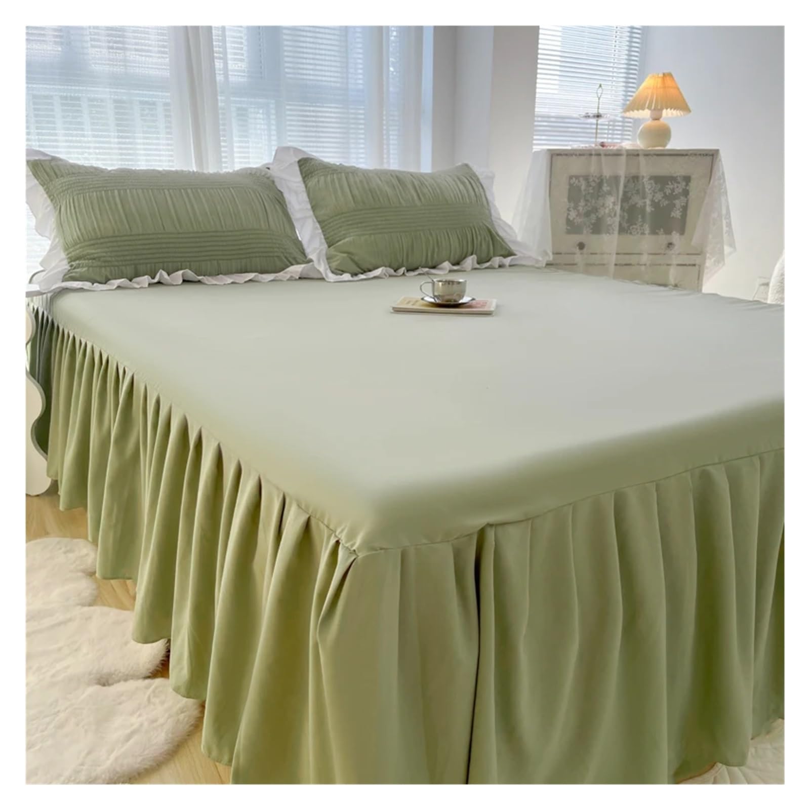 Falda de cama para ocultar el canapé viejo con volantes elegantes de encaje