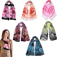 ZAGQIG 6pcs Women's Lightweight Floral Scarves - Elegant Shawls Wraps for Spring Summer Fashion Accessories