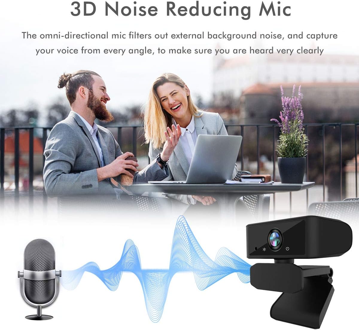 1080p HD Webcam with Microphone for Desktop PC MacBook, 1080P Laptop Webcam with Free Tripod Privacy Cover Face Beauty Feature, Computer USB Camera Webcam for Zoom Video Conference