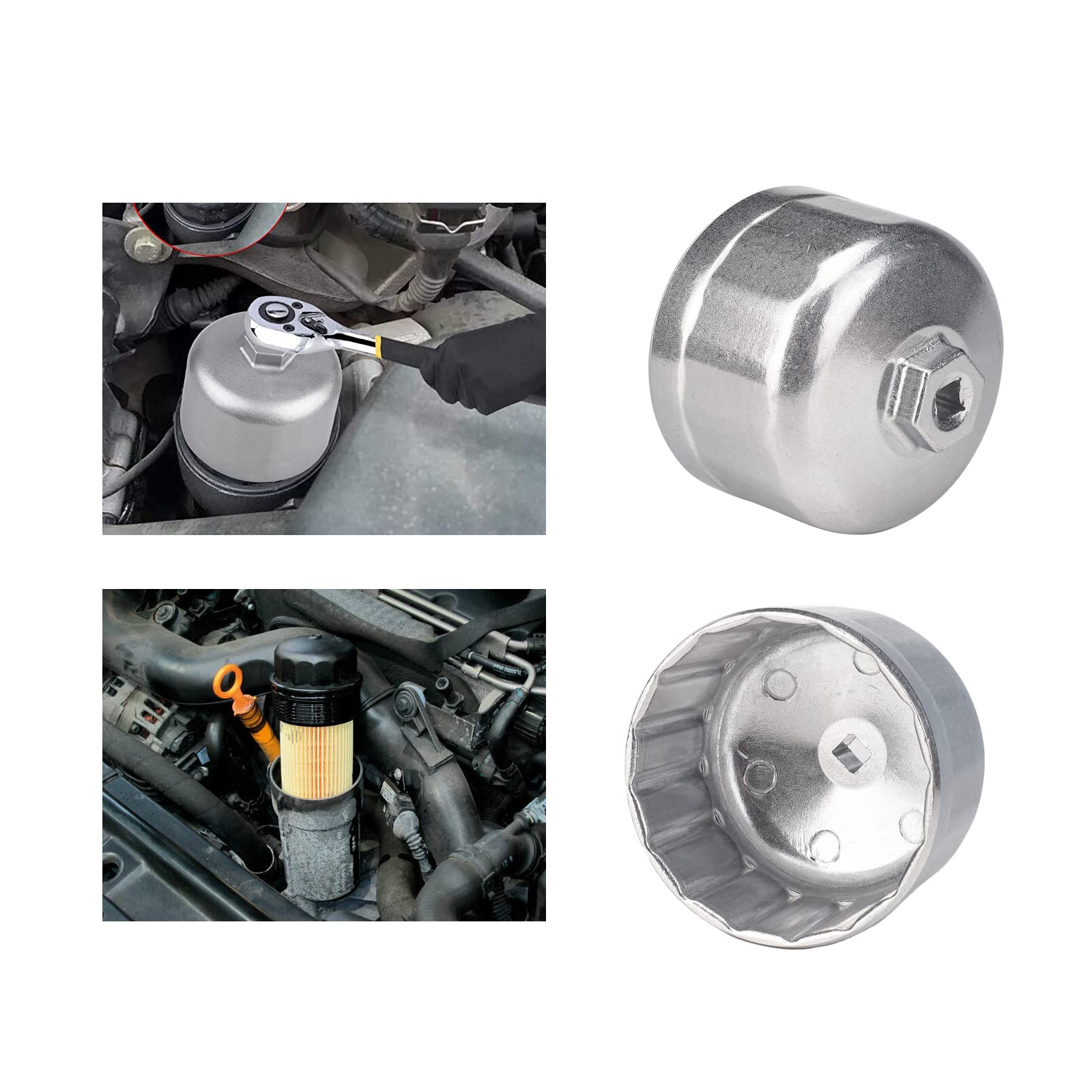 Clé à Filtre à Huile 86 Mm 16 Cannelures - Alliage D'aluminium Plaqué - Compatible Nombreux Modèles BMW, Audi, VW... - 6
