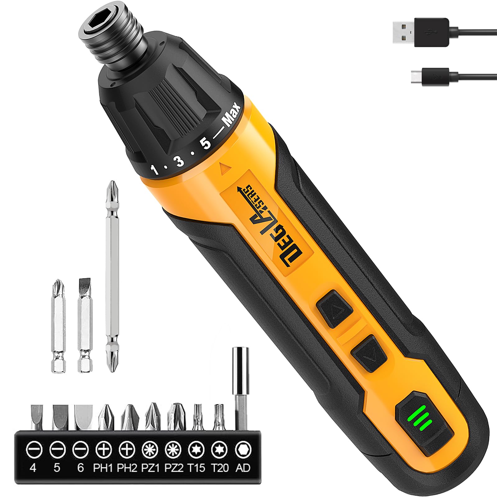 Rechargeable 3 6V Cordless Screwdriver with 9pcs Bit 1pc Bit Holder USB Charging Cable