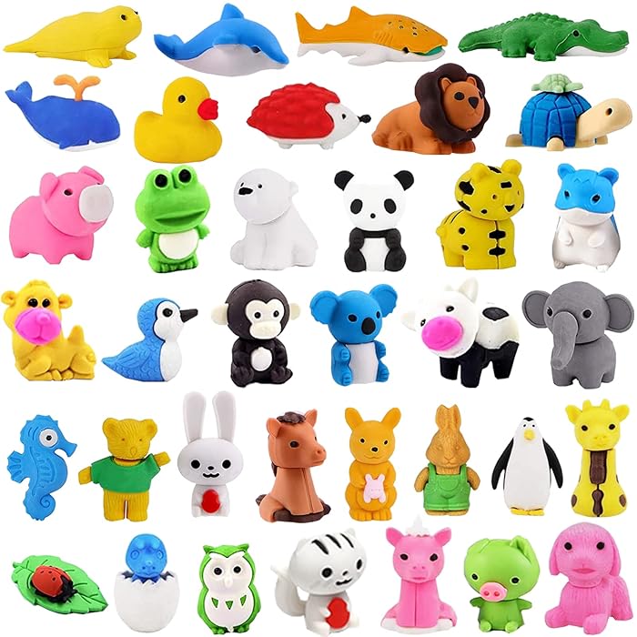 Buy Zkptops 60Pcs Animal Erasers Kids Desk Pets Animal Pencil Erasers