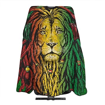 ONE TO PROMISE Lion Barber Cape Jamaican Flag Reggae Rasta Lion Red Yellow Green Black Hair Cut Salon Cape,Hair Stylist Hairdresser Styling Cape,Waterproof Haircut Apron Cover up for Adults,55