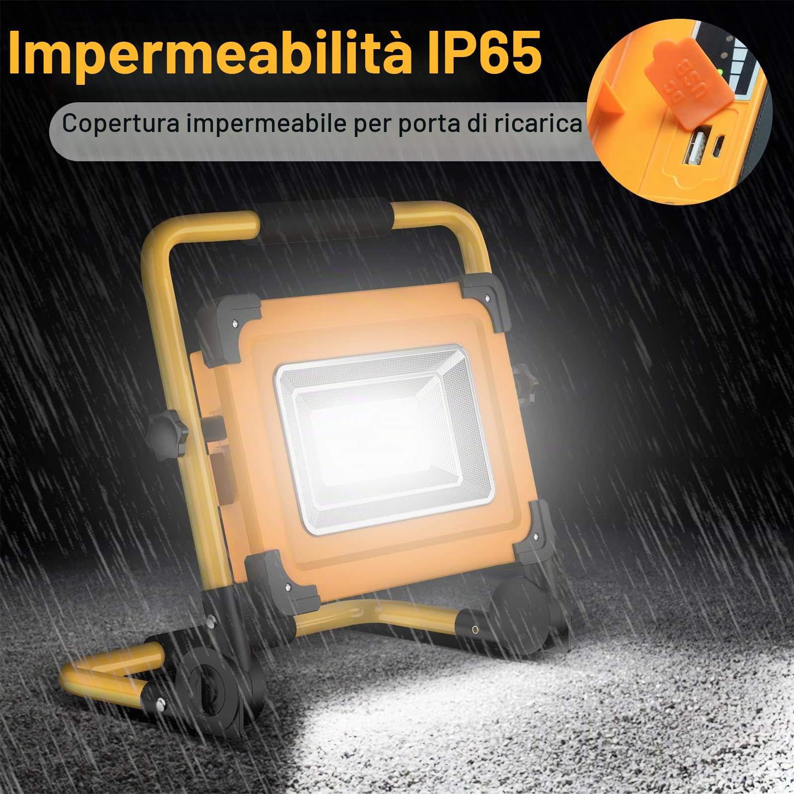 Faretto LED da Cantiere Portatile Solare 100W, 120 LED Luce da Lavoro Rotazione 360°, 4 Modalità 14000mAh Batteria USB Ricaricabile Impermeabili Power Bank per Riparazioni Auto, Officina, Campeggio