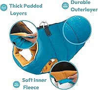 Vista 2 de Chaleco acolchado Gooby para perro - Negro sólido, talla M - Chaleco polar cálido con cremallera y doble anillo en D para correa, resistente al