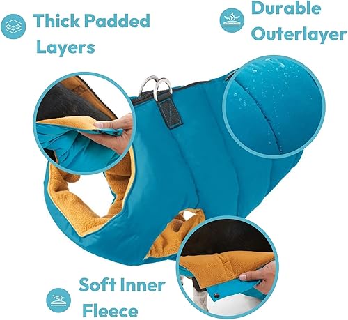 Miniatura 9 de Gooby Chaleco acolchado para perros pequeños para clima frío con cierre para cuidado del pelo, color azul, talla XS, L, Rosa (Pink Solid)