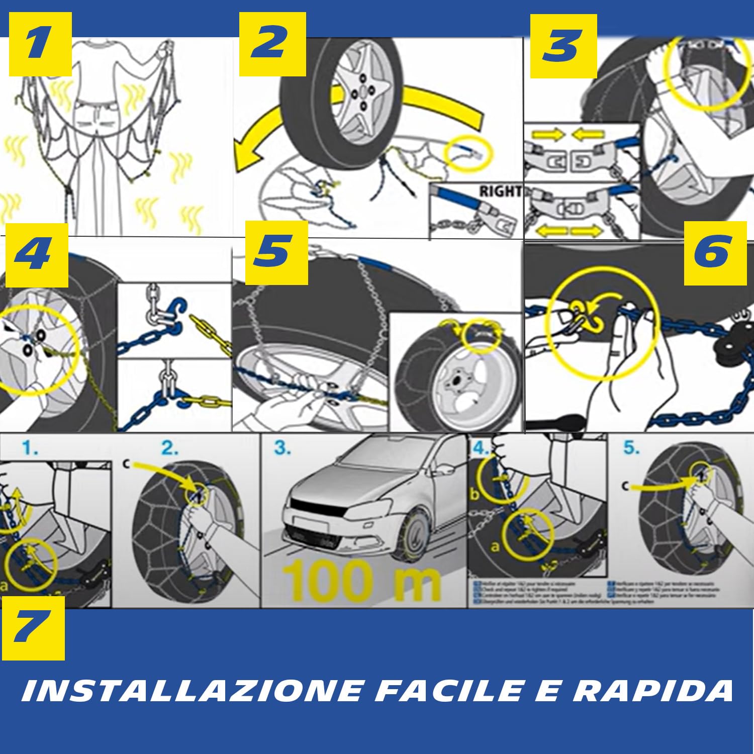 MICHELIN Catene da Neve Extrem Grip Automatic 130 9mm Maglie Rombo ABS ESP Montaggio Rapido