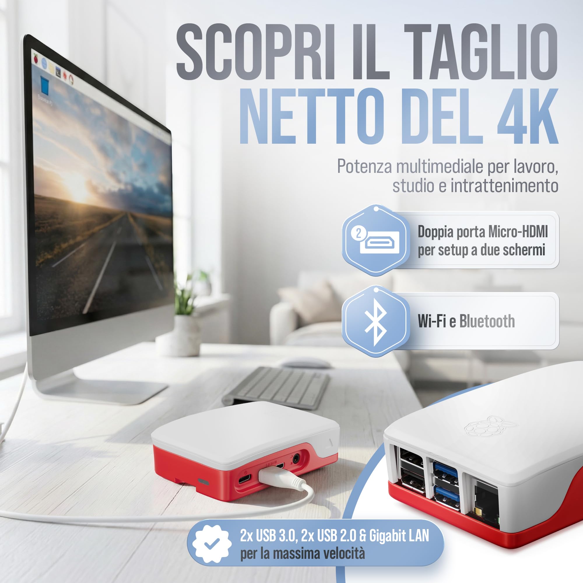 db-tronic Raspberry Pi 4 4 GB Starter Kit | Edizione da 64 GB | Alimentatore da 15 W | Alloggiamento | Cavo Micro HDMI 4K | Dissipatori | ideale per Home Assistant e la smart home