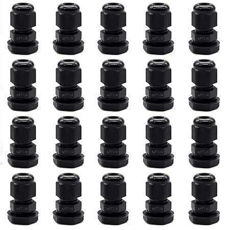 Tnuocke 20 PCS Nylon Cable Glands 1/4