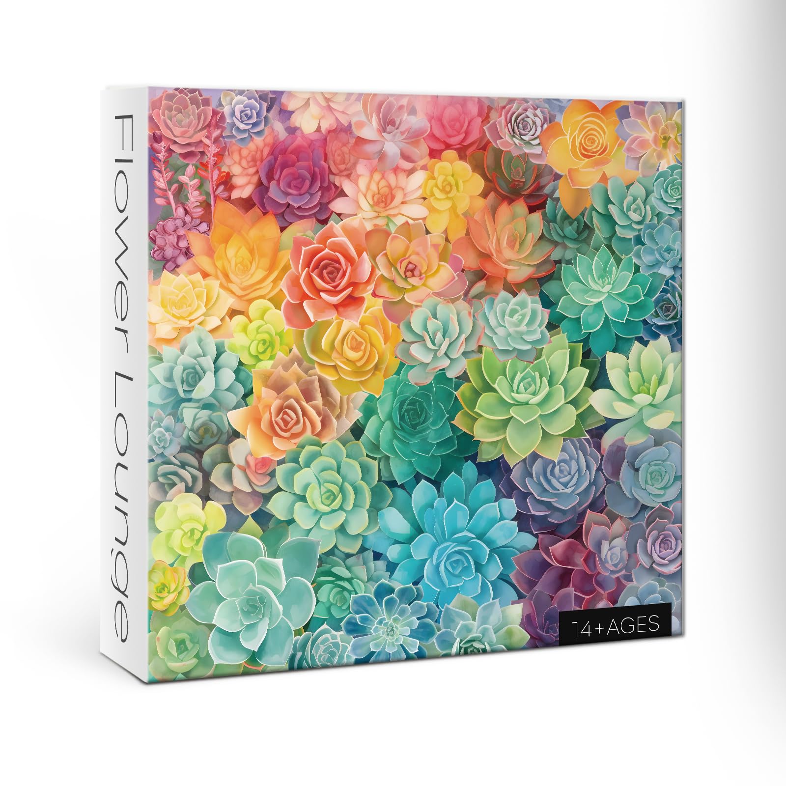 Rainbow Succulent Cactus Puzzle 1000 Piece for Adults, Colorful Gradient Plant Jigsaw Puzzles for Women, Aesthetic Pretty Beautiful Flower Garden Spring Puzzles