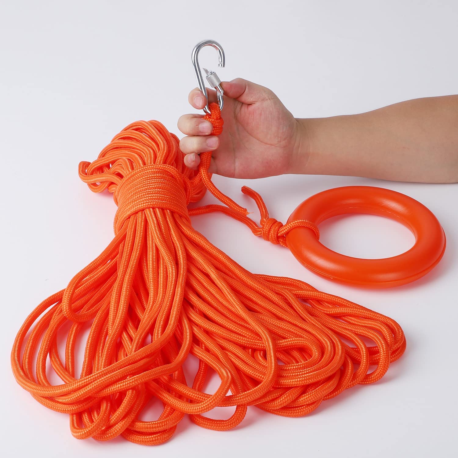 Water Safety Rope 98.4FT Floating Rescue Rope With Bracelet - Orange ...