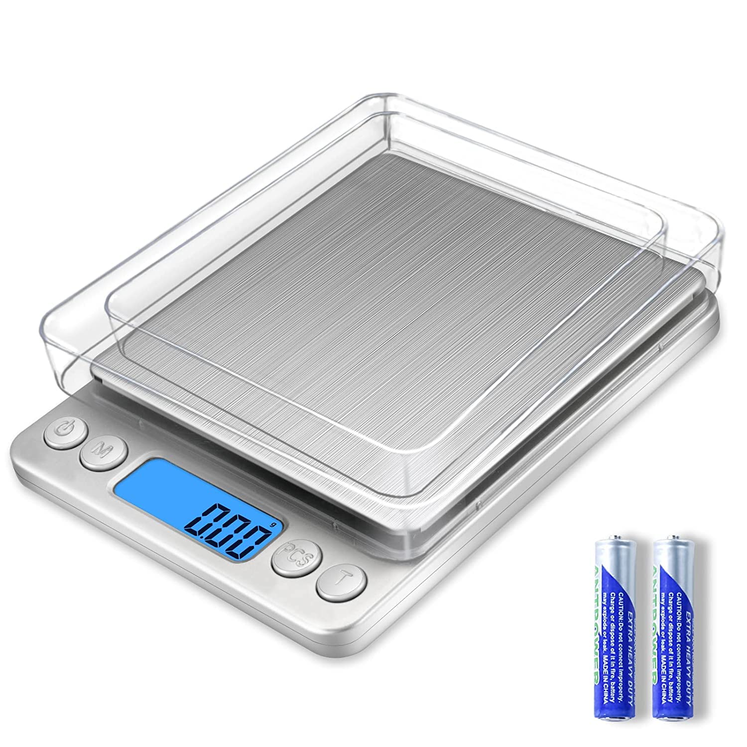 Grams Scale Ounce Mini Scale, 3000g by 0.1g Accuracy, Digital Food Kitchen Durable Scale for Baking,Jewelry, Herbs, Seasoning,9 Units Conversion,Tare Function, Trays Included,Silver