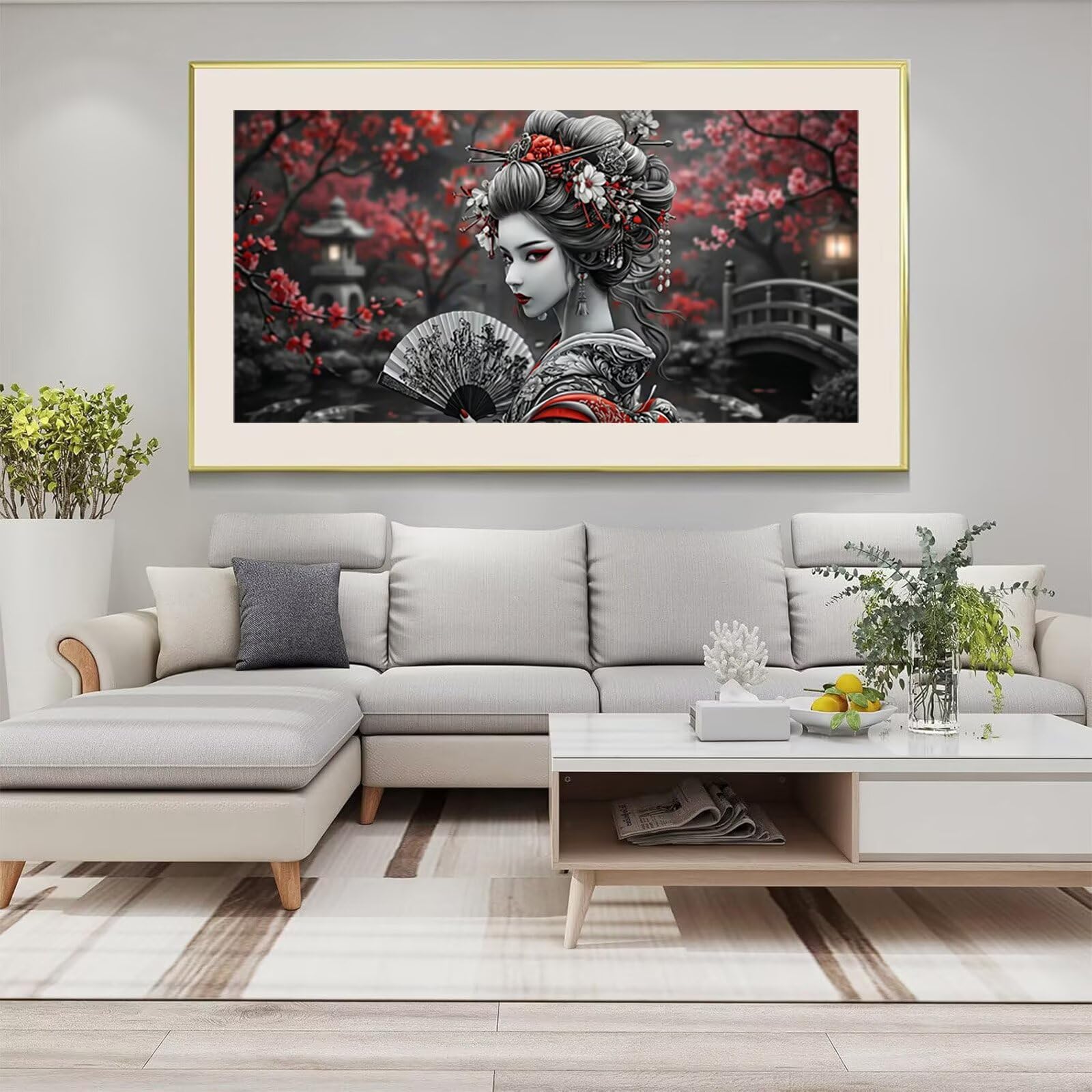 Diamond Painting Japan Diamond Painting Erwachsene Groß XXL Frau, 5D Full Eckige Steine Drill Diamanten Malen Nach Zahlen, DIY Set Kreativ Set für Erwachsene Home Decor Wanddeko 80x160cm, Cod-982