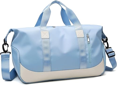 Miniatura 8 de Arouselove Bolsas de lona deportivas para mujeres y hombres, bolsa de gimnasio portátil con bolsillo húmedo y compartimento separado para zapatos,