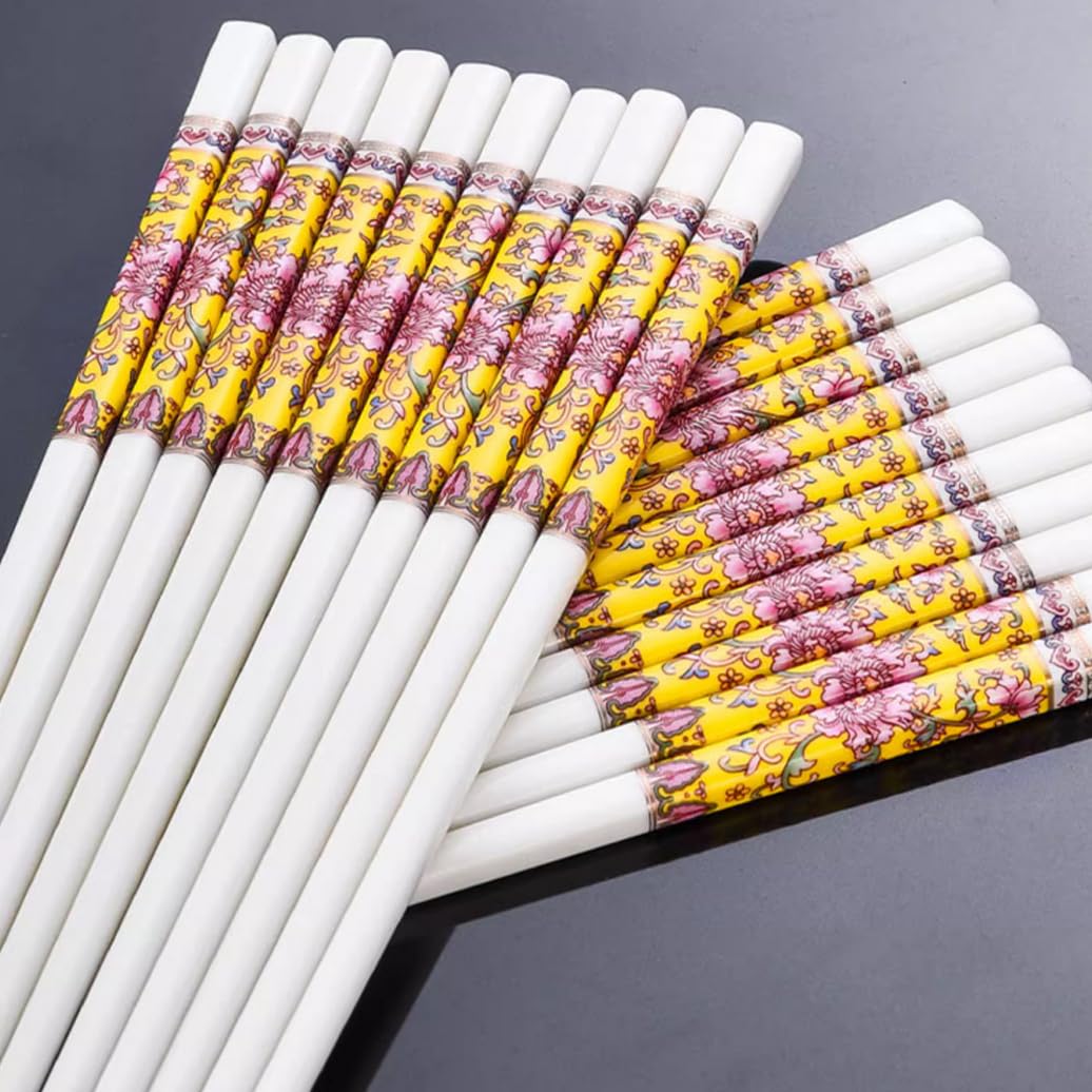 Copchette en Porcelaine Cadeau de Fleur, Baguettes Chinoises en os de la Chine, Baguettes Premium réutilisables, Lave-Vaisselle à Haute résistance à la température Red
