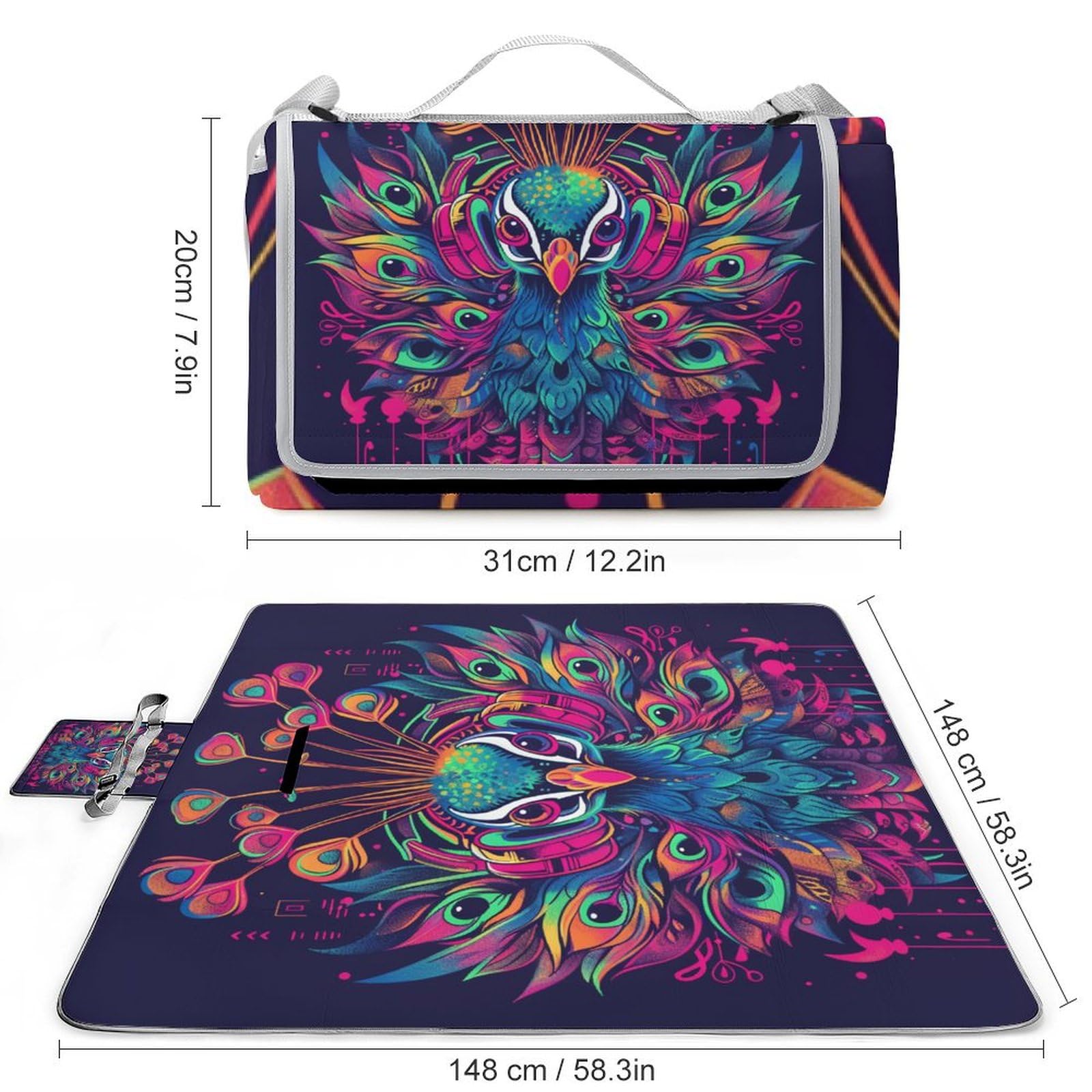 3D Stampa HummingUccello Coperta Picnic Impermeabile animalei Telo Impermeabile Pic Nic Pieghevole Tappeto Pic Nic Per Spiaggia Campeggio Pic-nic Attività All'aperto 148x148cm