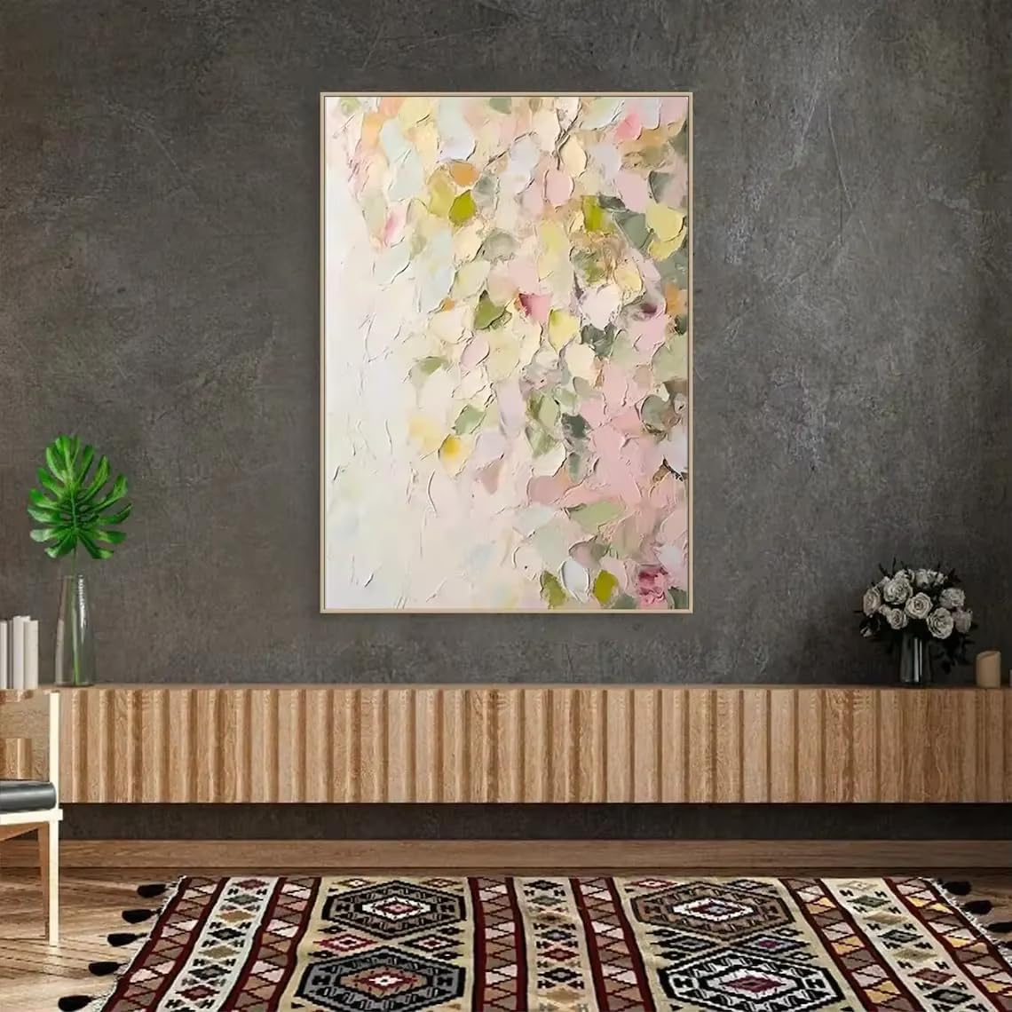 awtrhfc Brown Abstract Painting Modern Orange Wall Art Minimalist Painting Office Wall Decorat(30x40cm(12x16in)/No frame)