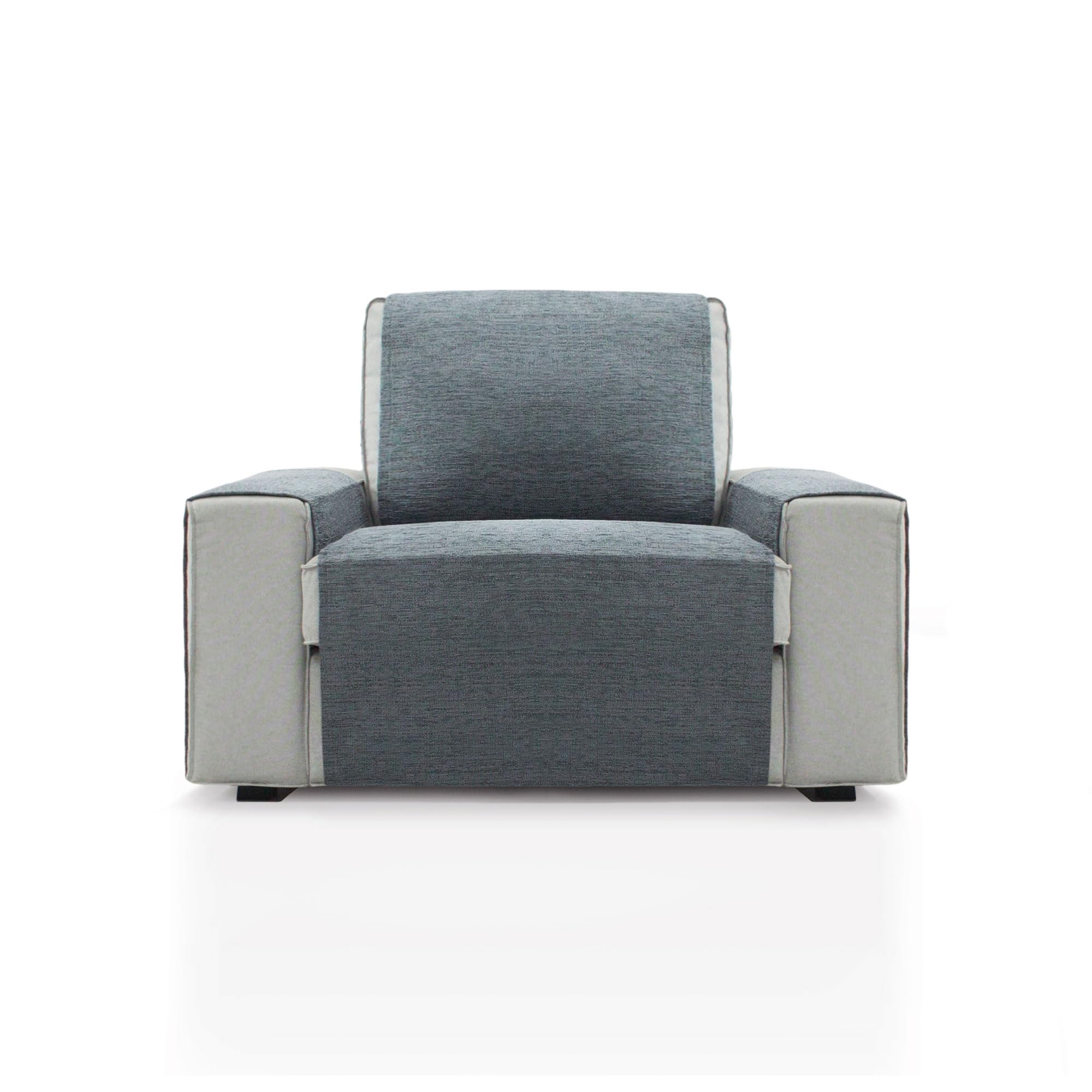 Cubre Sillón 1 Plaza o sillón Relax de 55 cm | Modelo PEGO | Gris Oscuro | Chenilla Tacto Extra Suave, Protector sillón de Calidad Hecho en España con Material Reciclado