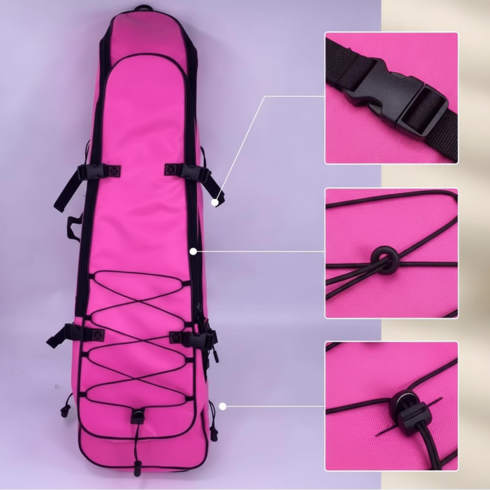 perfk Portador de Aletas Impermeable Mochila de Buceo Bolsa para Aletas Estuche para Equipo de Natación con PVC 500D y 50L Interior con Forro, Array, Negro, size to 2