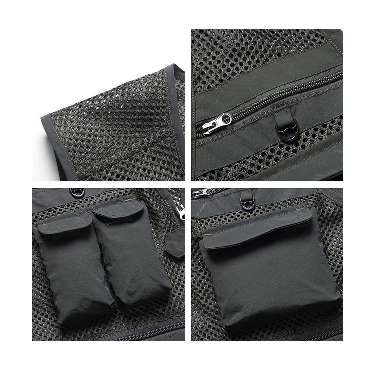 Chaleco de malla de verano para hombre, chaleco de múltiples bolsillos, casual, para primavera, otoño, casual, delgado, transpirable, con muchos bolsillos
