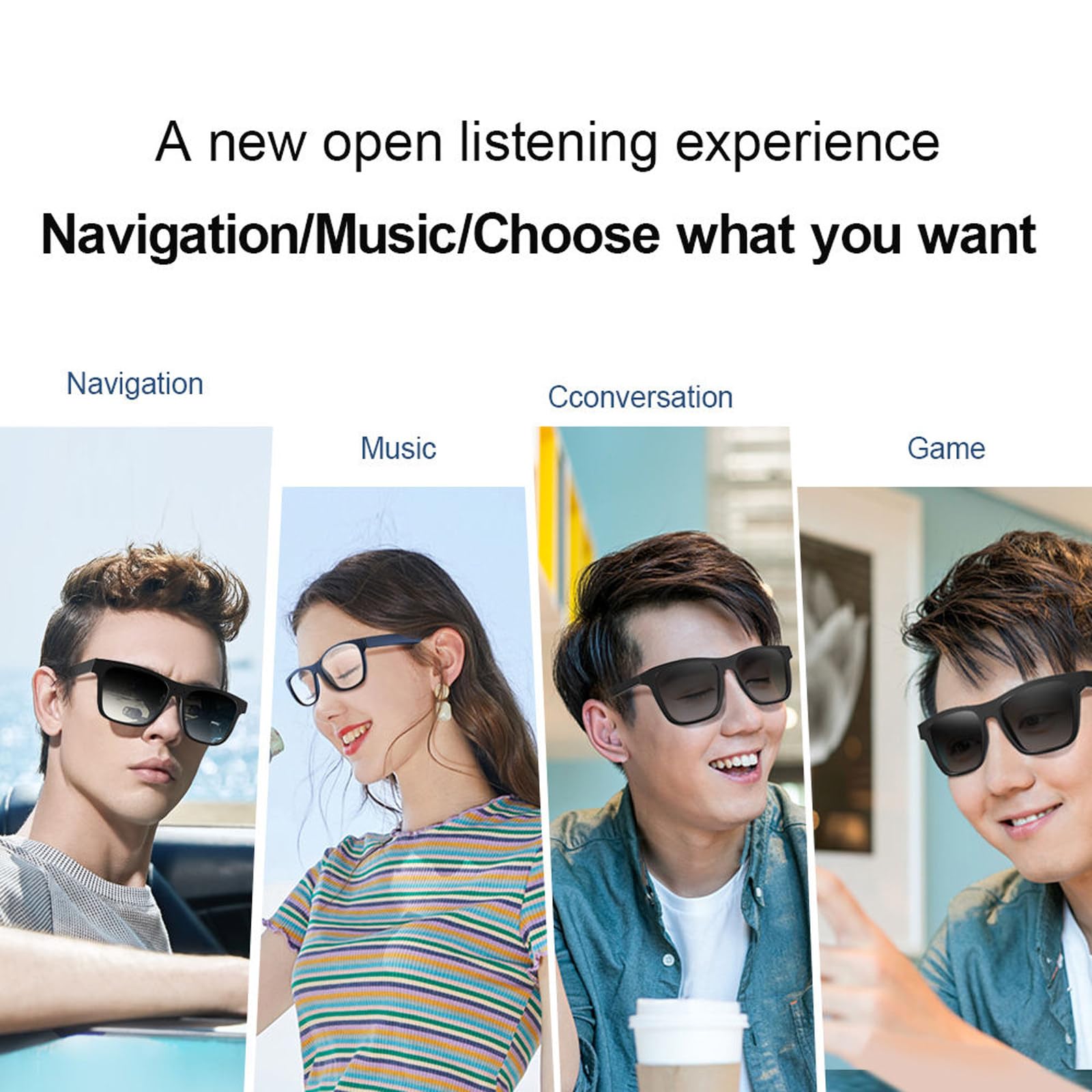 Occhiali da Sole con Audio Bluetooth AI per chiamate, ascolto di Musica, Display Touch indossabile, promemoria per riunioni, Viaggi e Lavoro,A