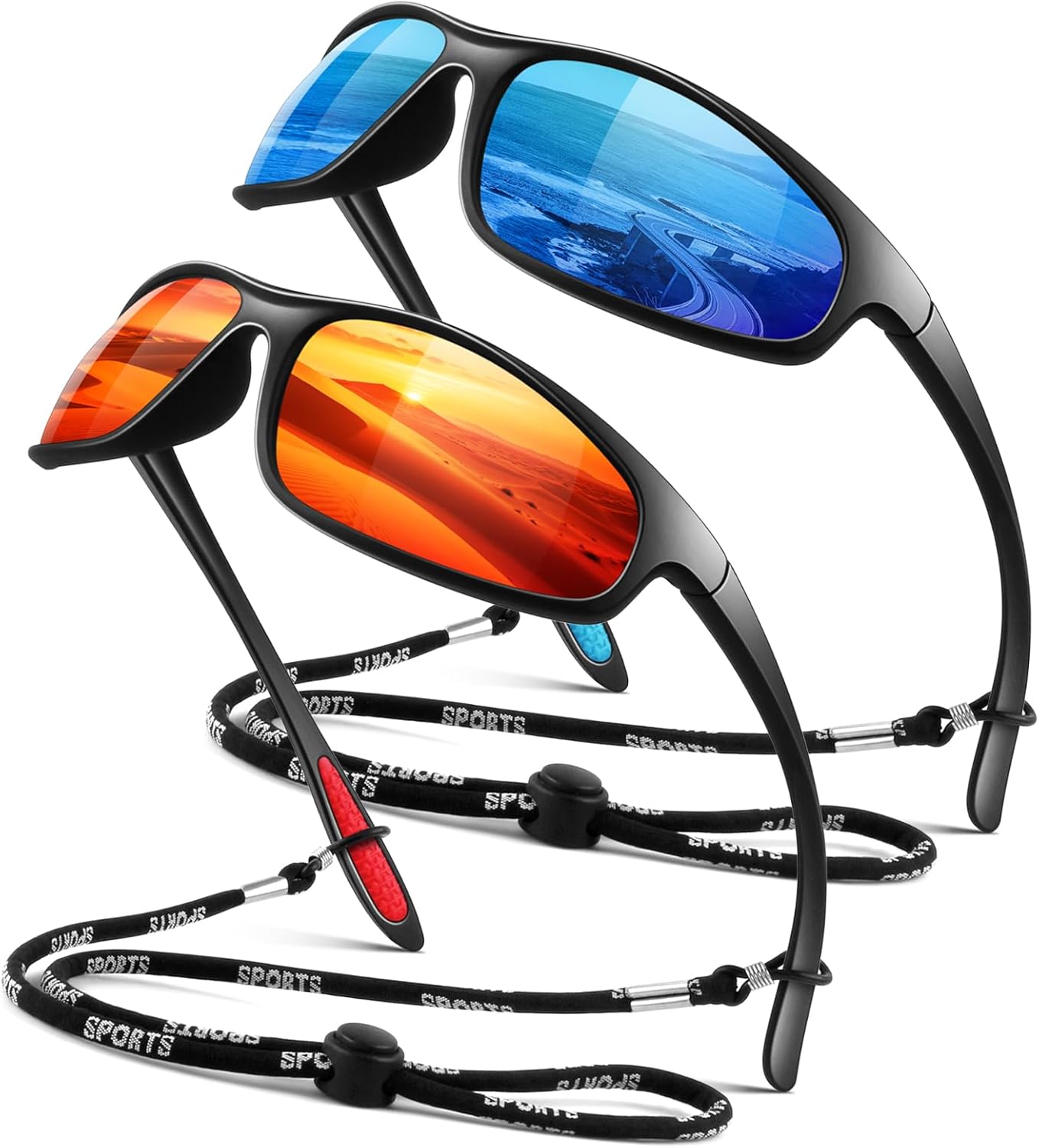 LINVO Polarized Sports Sunglasses for Men Women,Ultralight Wrap Around UV400 Protection Sun Glasses for Driving Fishing