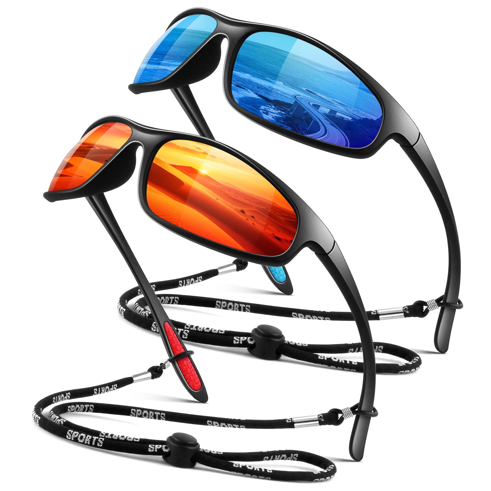 LINVO Polarized Sports Sunglasses for Men Women,Ultralight Wrap Around UV400 Protection Sun Glasses for Driving Fishing