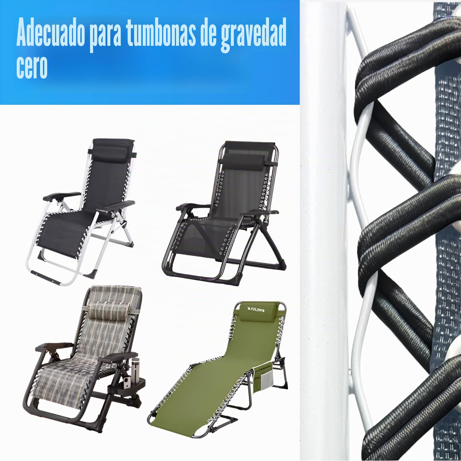 Tela de Repuesto para Tumbona con 4 Cuerdas elásticas (160 x 43 cm), de Repuesto para Silla de Gravedad Cero Silla Plegable jardín reclinable Exterior de reparación (Diamond Shape)
