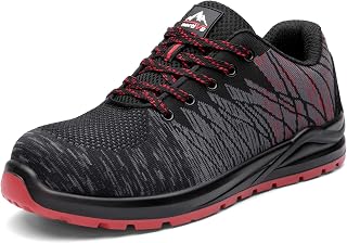 Mens Safety Shoes, Work Shoes with Steel Toe Cap and Midsole, Breathable Mens Safety Trainers Utility Footwear