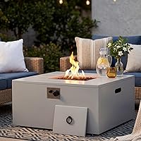 Vista 17 de ECOTOUGE Hoguera redonda de propano, mesa de hoguera de gas para exteriores de 30 pulgadas, mesa de fuego de acero con encendido automático