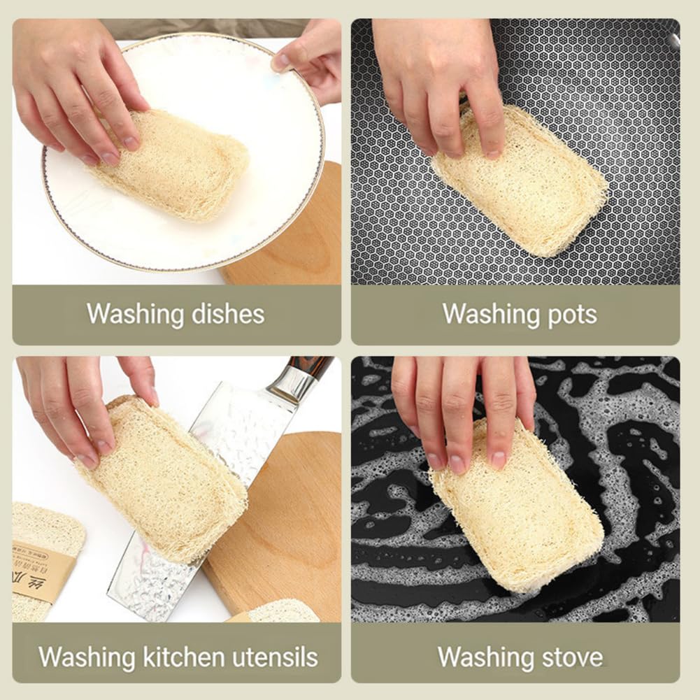Luffa, 24 spugne da cucina, spugna per la pulizia, spugna per la pulizia, cuscino per sapone, spugna per la cucina, spugna abrasiva, spugna per la pulizia della torta