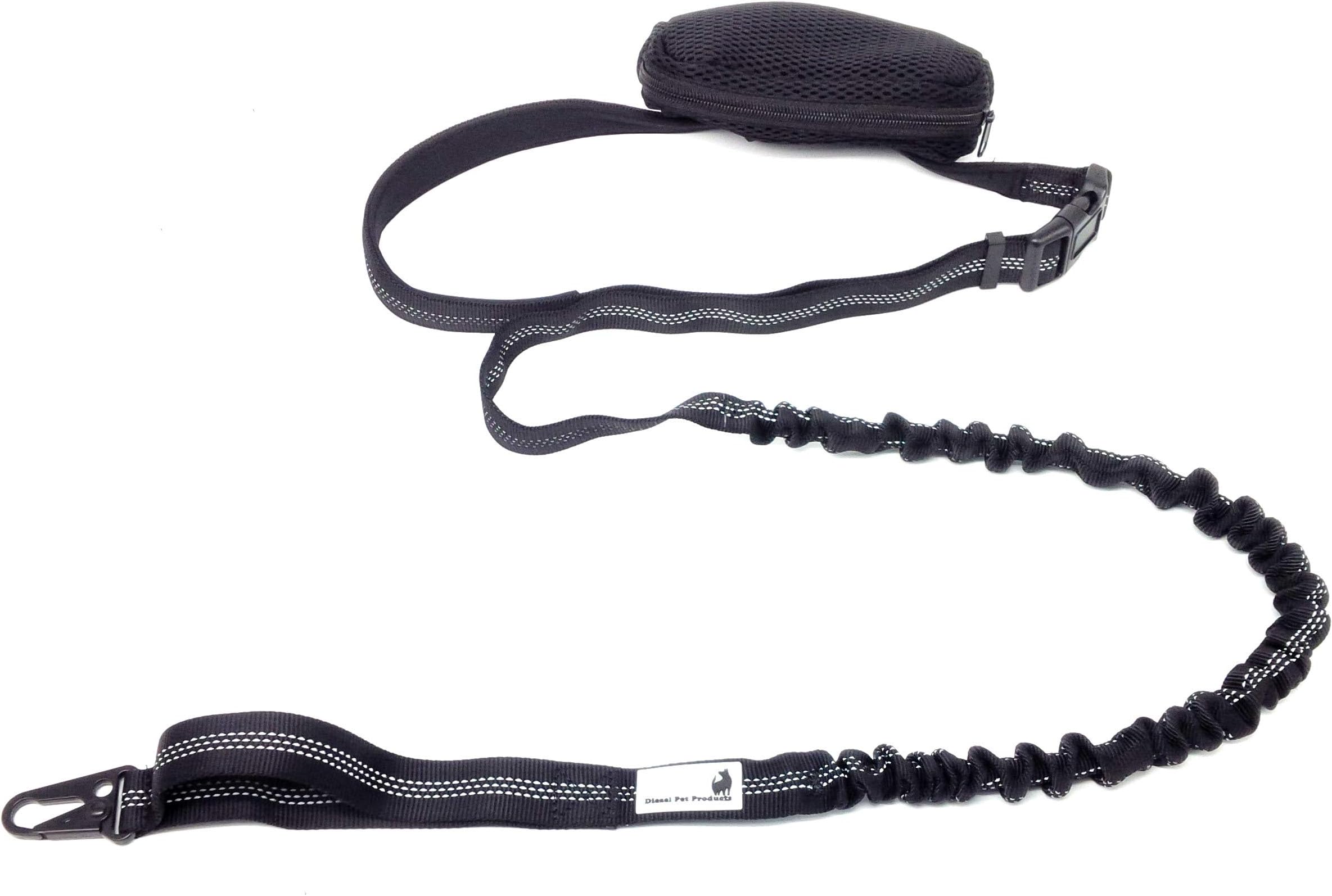 HANDS FREE RUNNING JOGGING WALKING BUNGEE DOG LEASH - Reflective - Added Traffic Control Handle Stretch Elastic Stretch Lead Large Medium Small Dogs Adjustable Waist Belt Up To 42" DIEZEL PET PRODUCTS