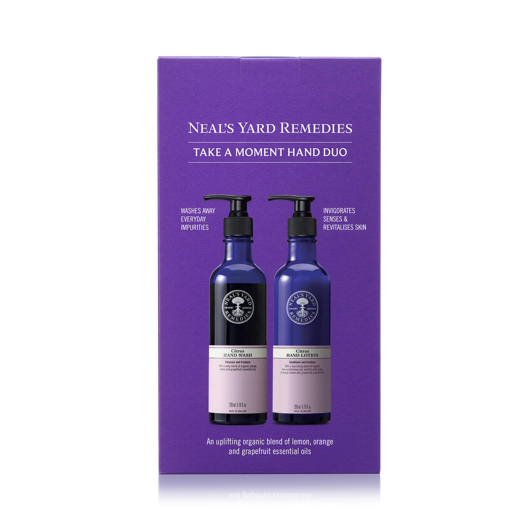 Neal's Yard Remedies Take A Moment Citrus Gift Set, Hand Wash & Hand Lotion With Essential Oils, Vegan & Cruelty-Free, Set of 2