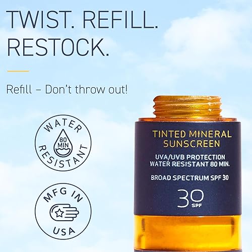 Miniatura 3 de Brush On Block Recambio de polvo mineral para protector solar SPF 30 natural de amplio espectro seguro para pieles sensibles protección facial UVA