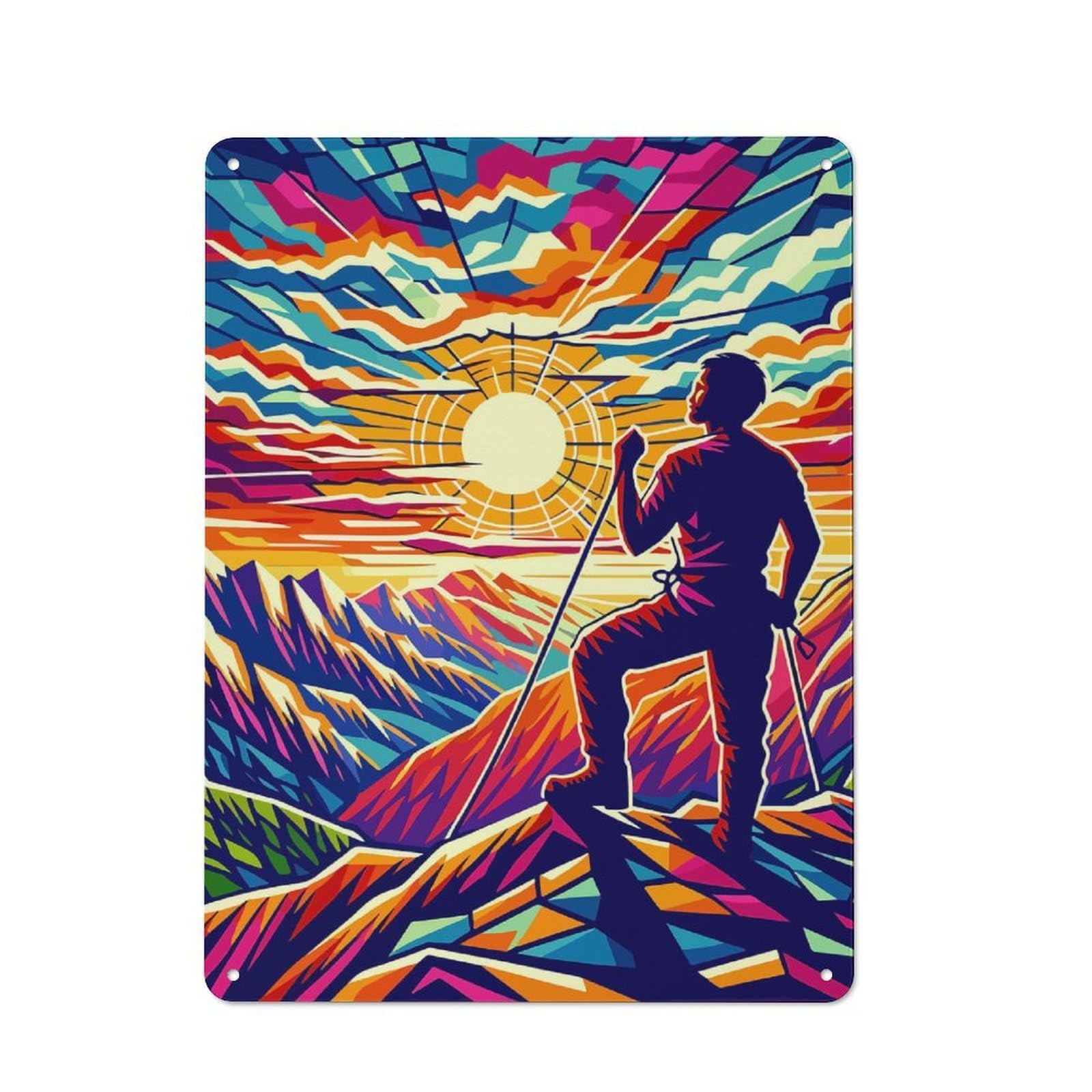 Junmoney Rock Climbing Wpap Pop Art Tin Wall Plaque 40X30cm With For Workshop Wall, Suited To Workshop Decor Fans, For Retro Home Interiors