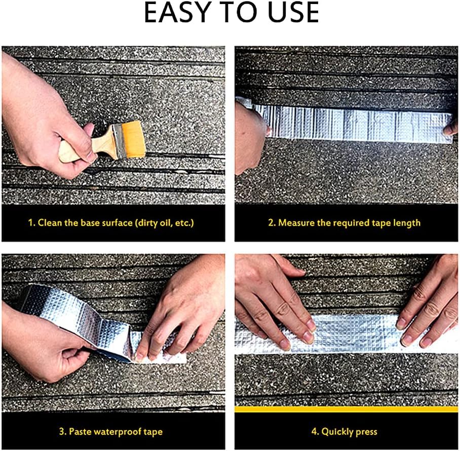 Image of Super Strong Adhesive Aluminium Foil Tape Waterproof Permanent Repair Water Leakage Solution Rubber Suitable for Roof Leak, surface Crack,Window Sill Gap,Boat Sealing, Tank Leak (6 INCH 5 METER)