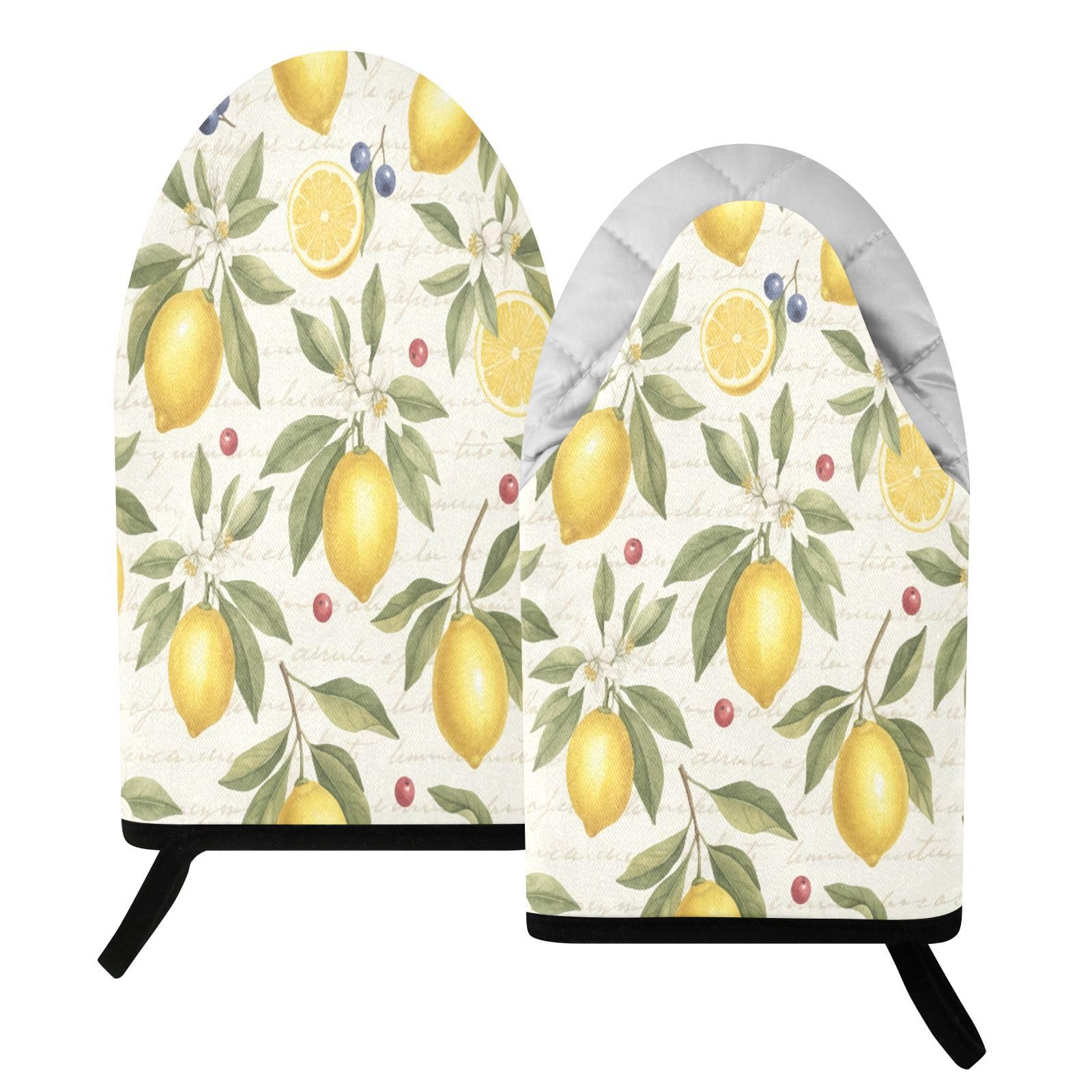 BURSTDDY Lemon Oven Mitt,Heat Resistant Kitchen Mitts for Cooking