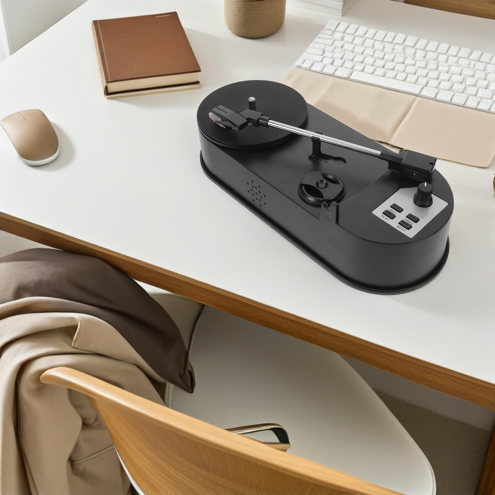 Giradischi Vinile Retrò USB con Registrazione Mp3, Abs Nero | Alimentazione Usb, Altoparlante Integrato, Cavo USB Incluso, Uso per Festival e Party
