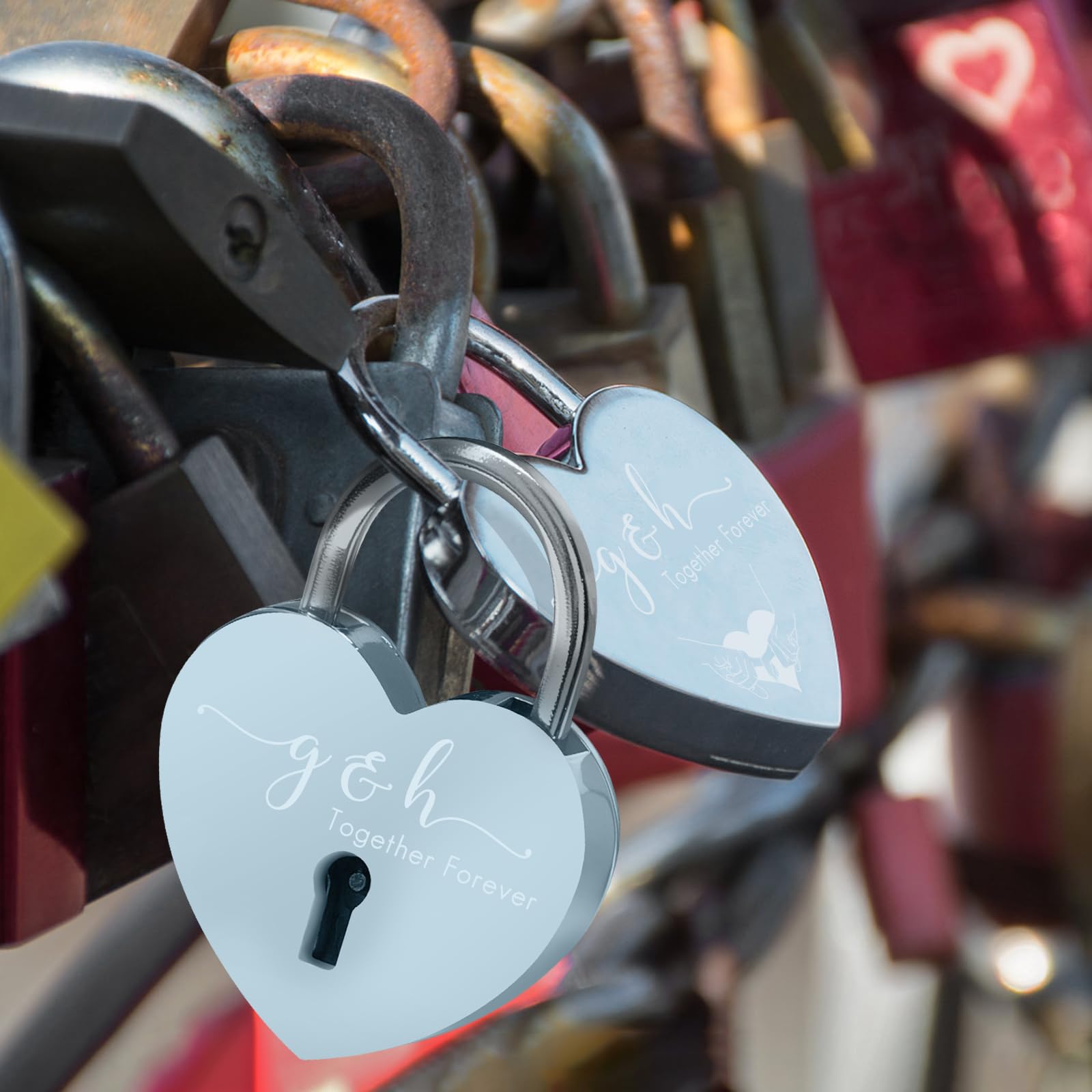 Custom Love Lock with Name Date Text Personalized Heart Love Locks