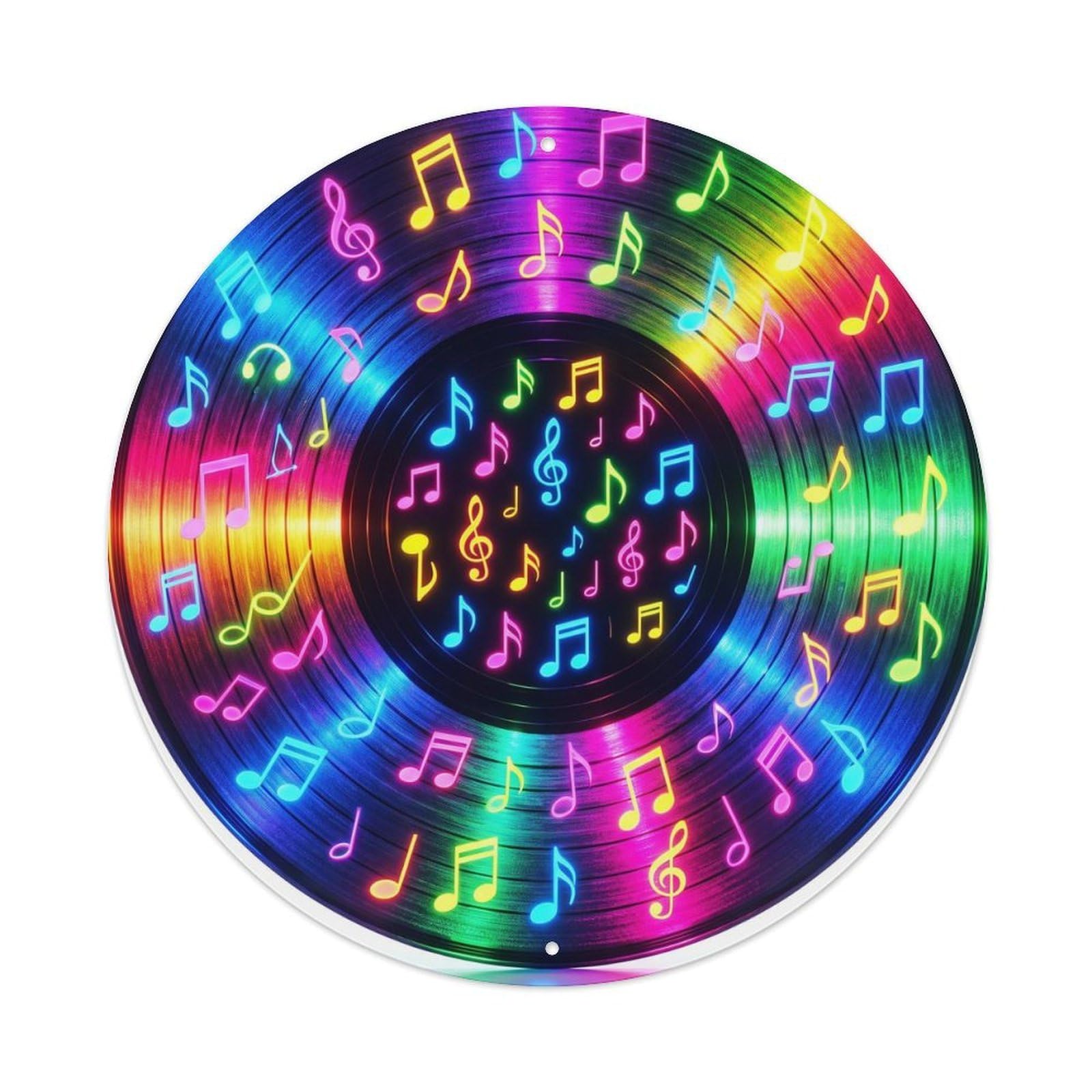 Colorful Music Vinyl Records Vivid Rainbow Glow Metal Tin Sign
